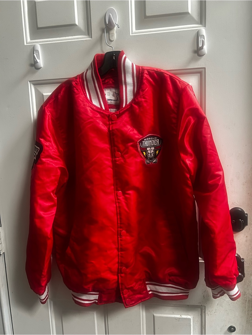 Starter Missouri Thunder Red Varsity Jacket with Team Patch Sz L